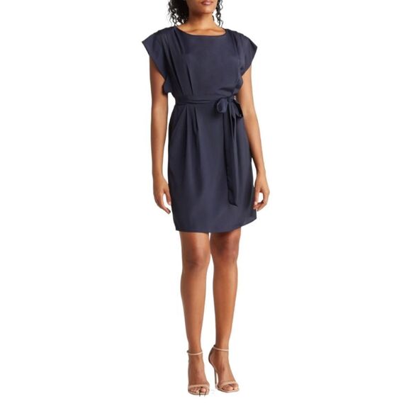 Eliza J Flutter Sleeve Crepe Midi Dress Sz 4 Polished Work To Dinner - Picture 4 of 13